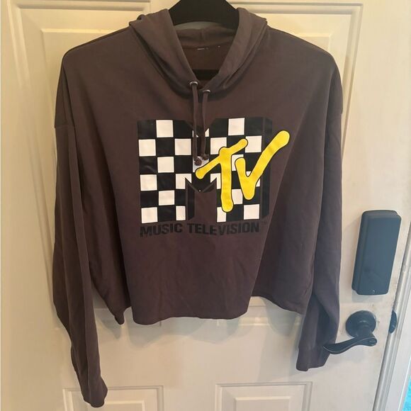 MTV Gray Hoodie with Checkered and Yellow Logo - Picture 2 of 3